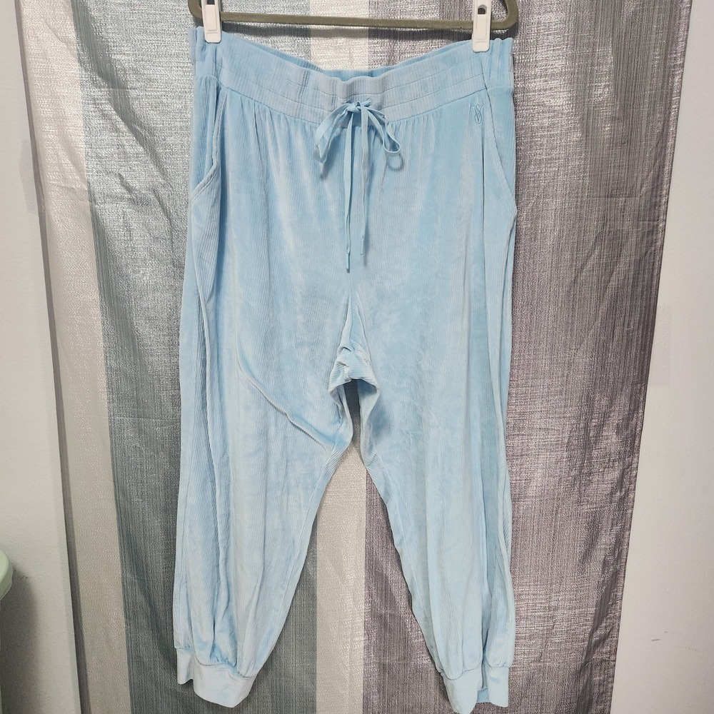 Victoria's Secret On Point Blue Ribbed Velour Joggers XXL Pastel Kawaii Cozy
